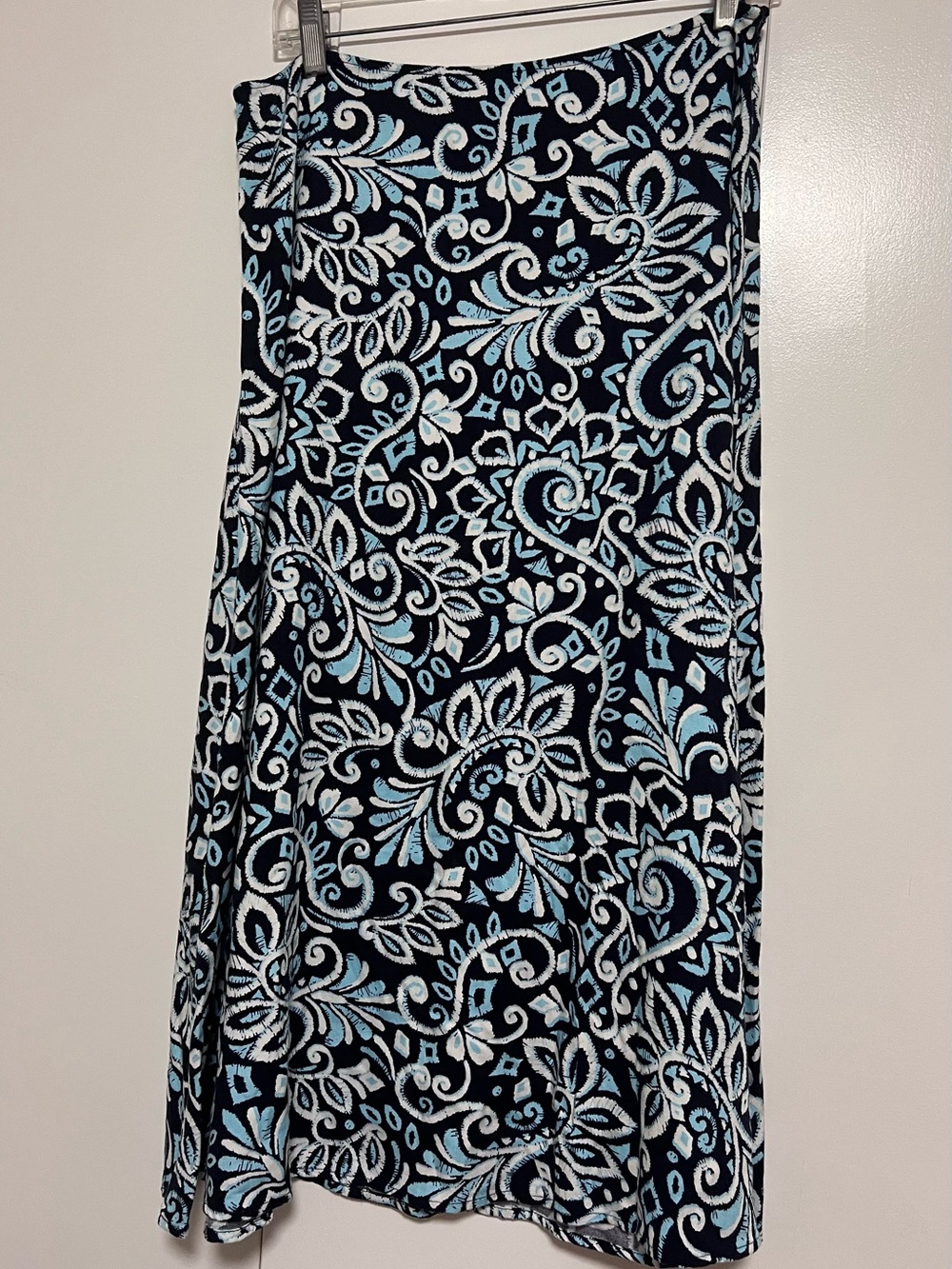 Croft & Barrow Women’s Blue Floral Paisley Print Zip Side A-Line Skirt Size 12